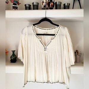 Denim & Supply Ralph Lauren Cream Blouse with Stud Accents